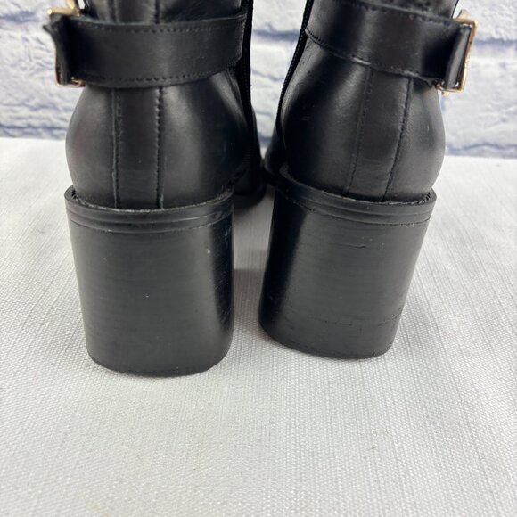 Vince Camuto Women's 8 M Black Leather Sameena Block Heel Side Zip Booties - Picture 10 of 11